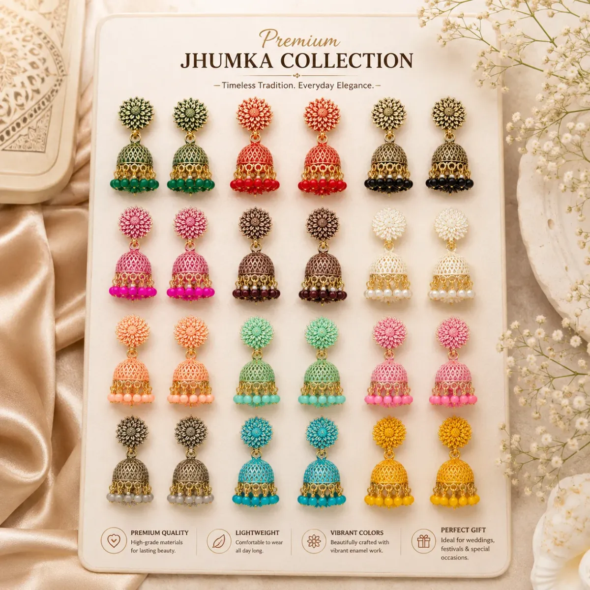 Lightweight Ethnic Earrings for Women & Girls