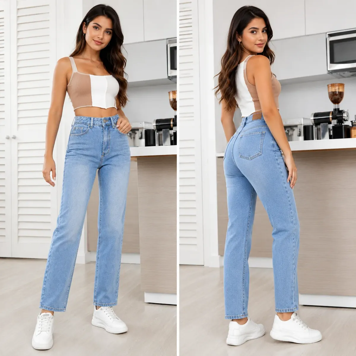 Women’s High Waist Straight Fit Jeans | Comfortable Denim Pants