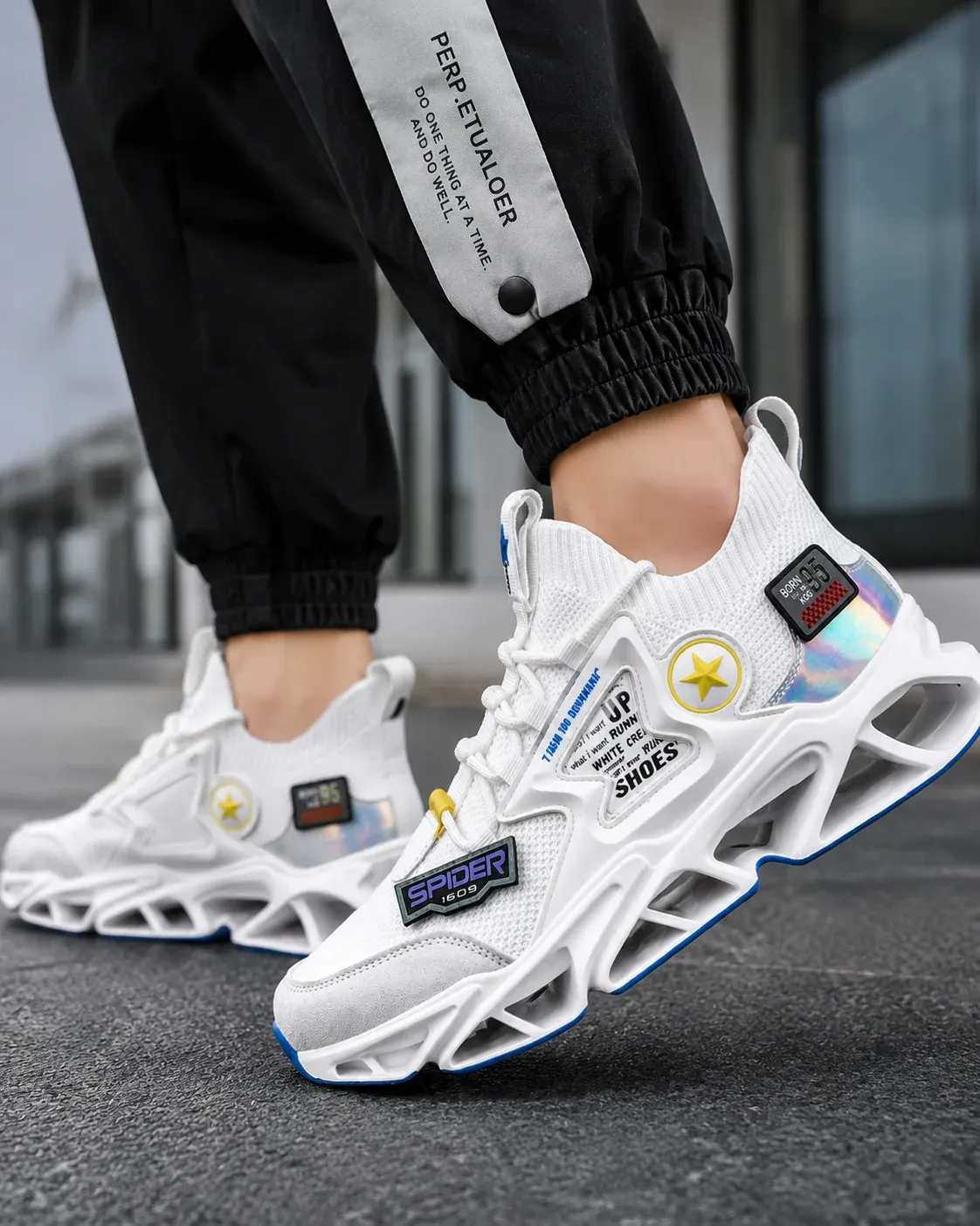Men's Futuristic Running Sneakers | Lightweight Breathable Sports Shoes