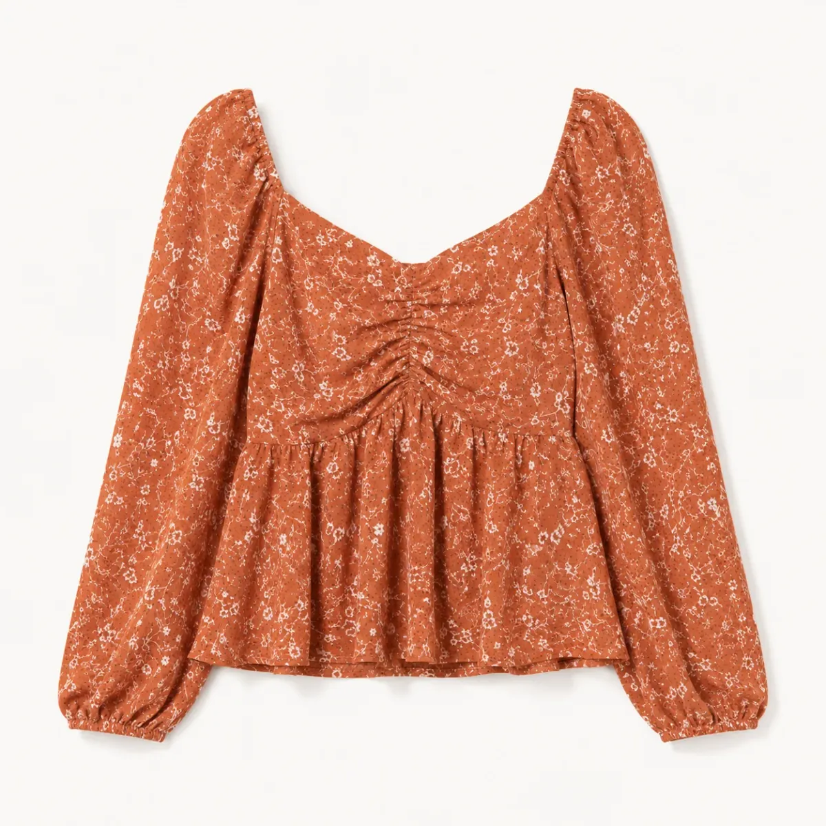 ZOLVARA Autumn Bloom Ruched Peplum Top