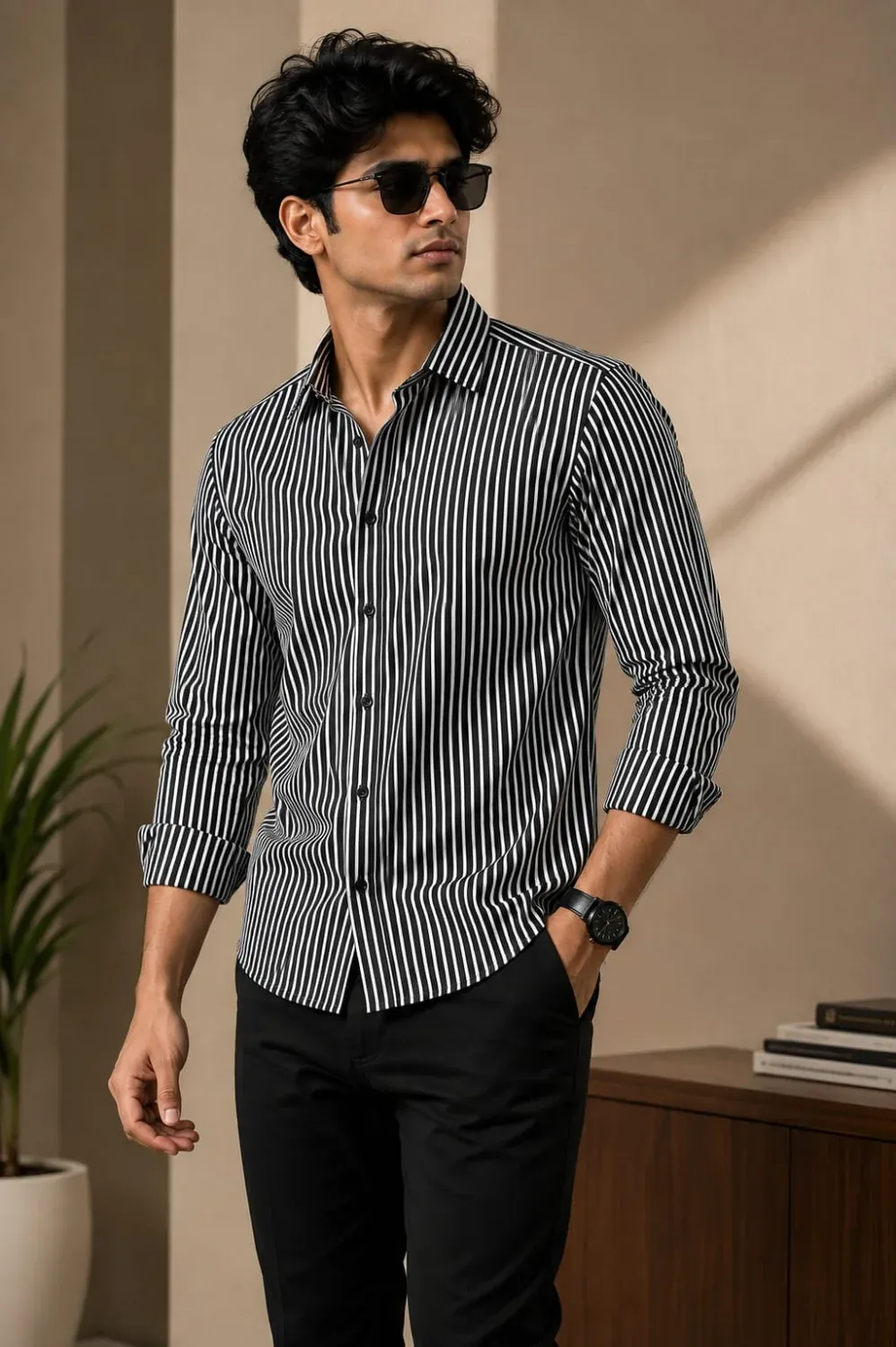 Black Stripe Premium Cotton Shirt