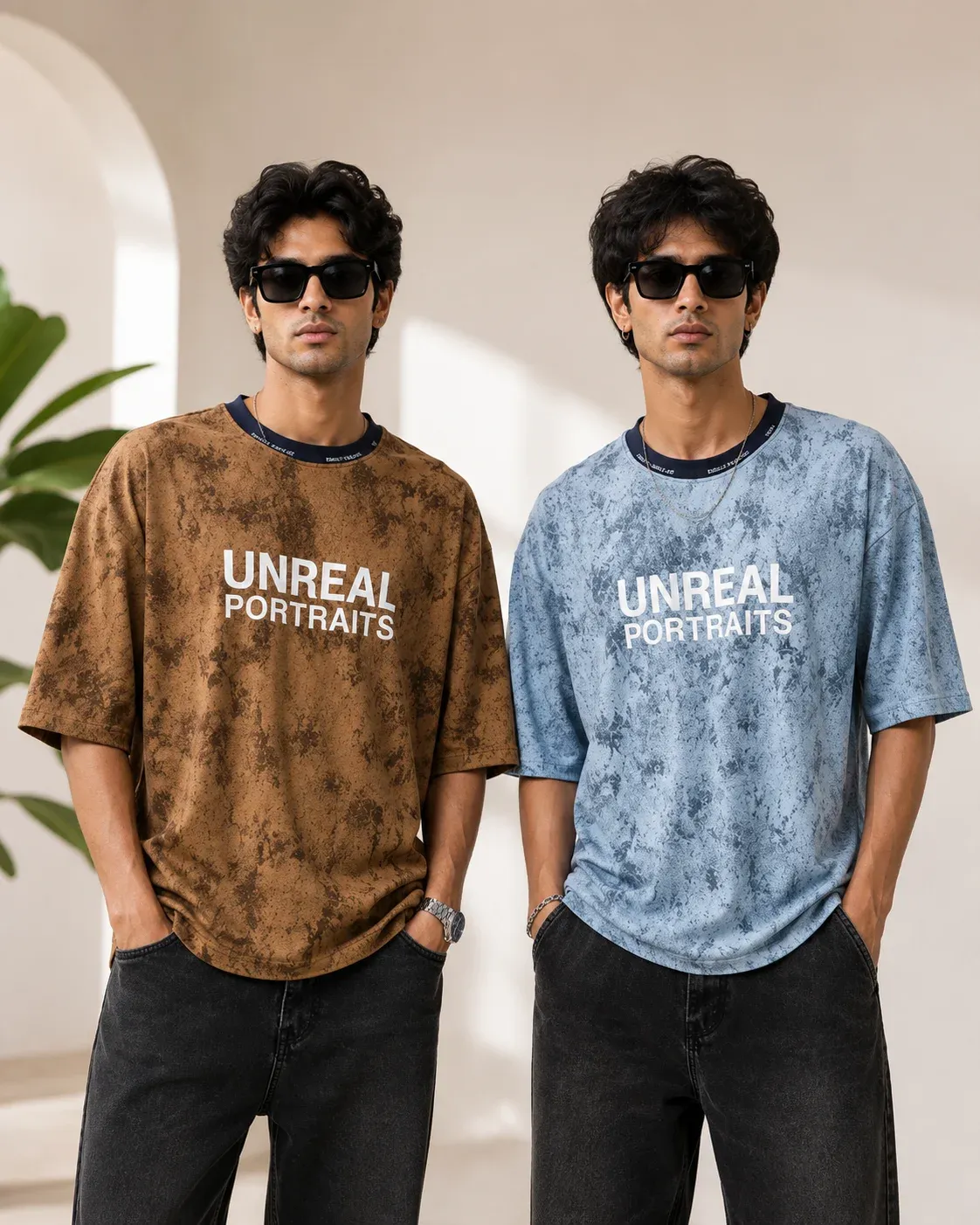 Unreal Portraits Oversized Graphic T-Shirt Pack of 2 - (L1)