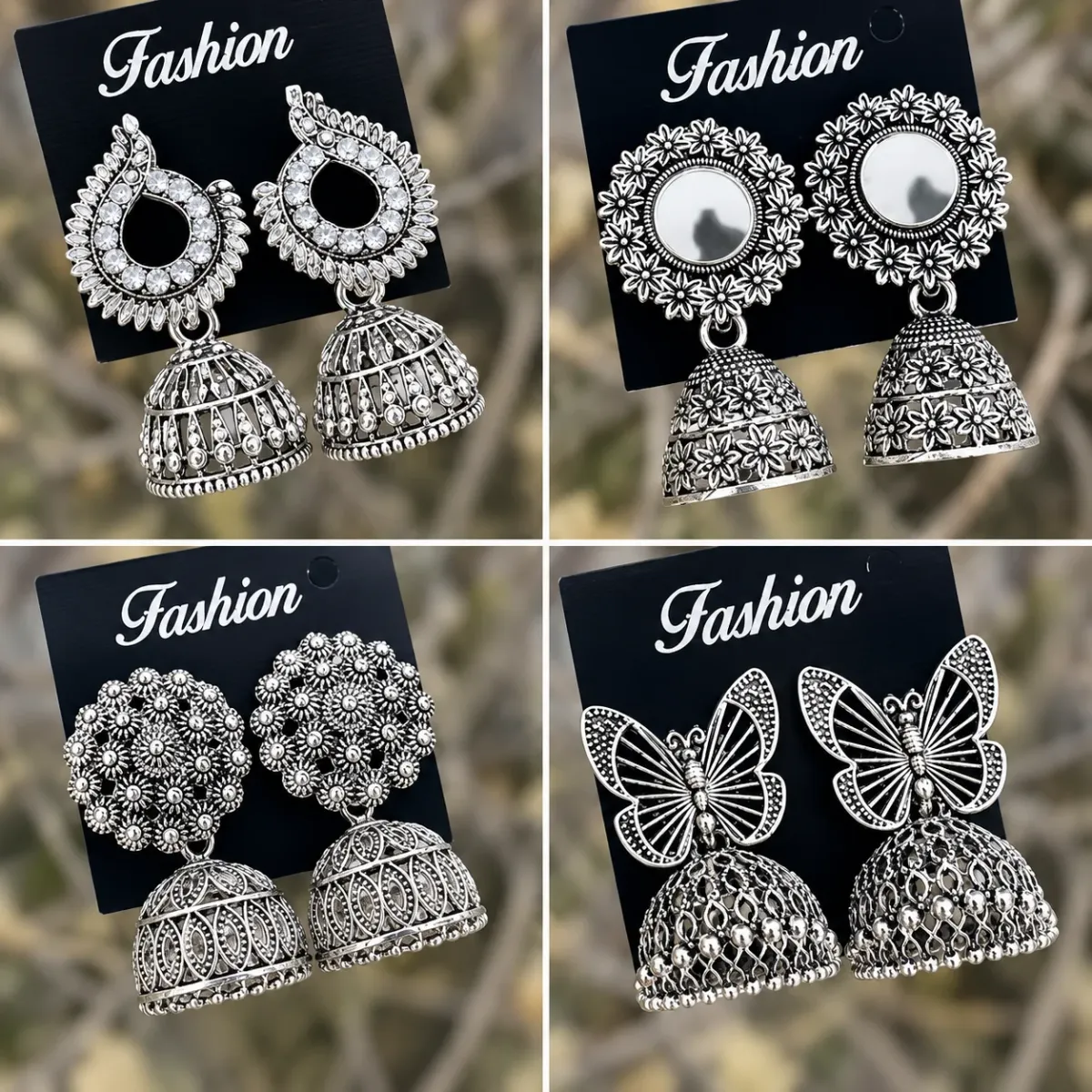 Women’s Oxidized Silver Jhumka Earrings